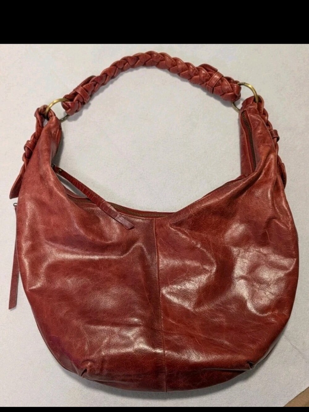 Nino Bossi Hobo Style Shoulder Bag Burgundy Distressed Handbag Purse